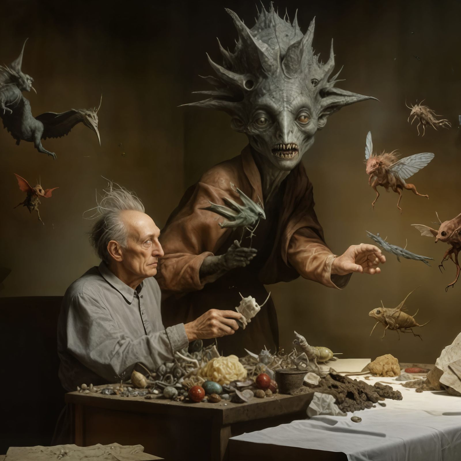 (to alien)"Ah, DUDE! You left the door open, IT, has escaped!" -> (old man) 'I'll call the cops - for all the good that'...