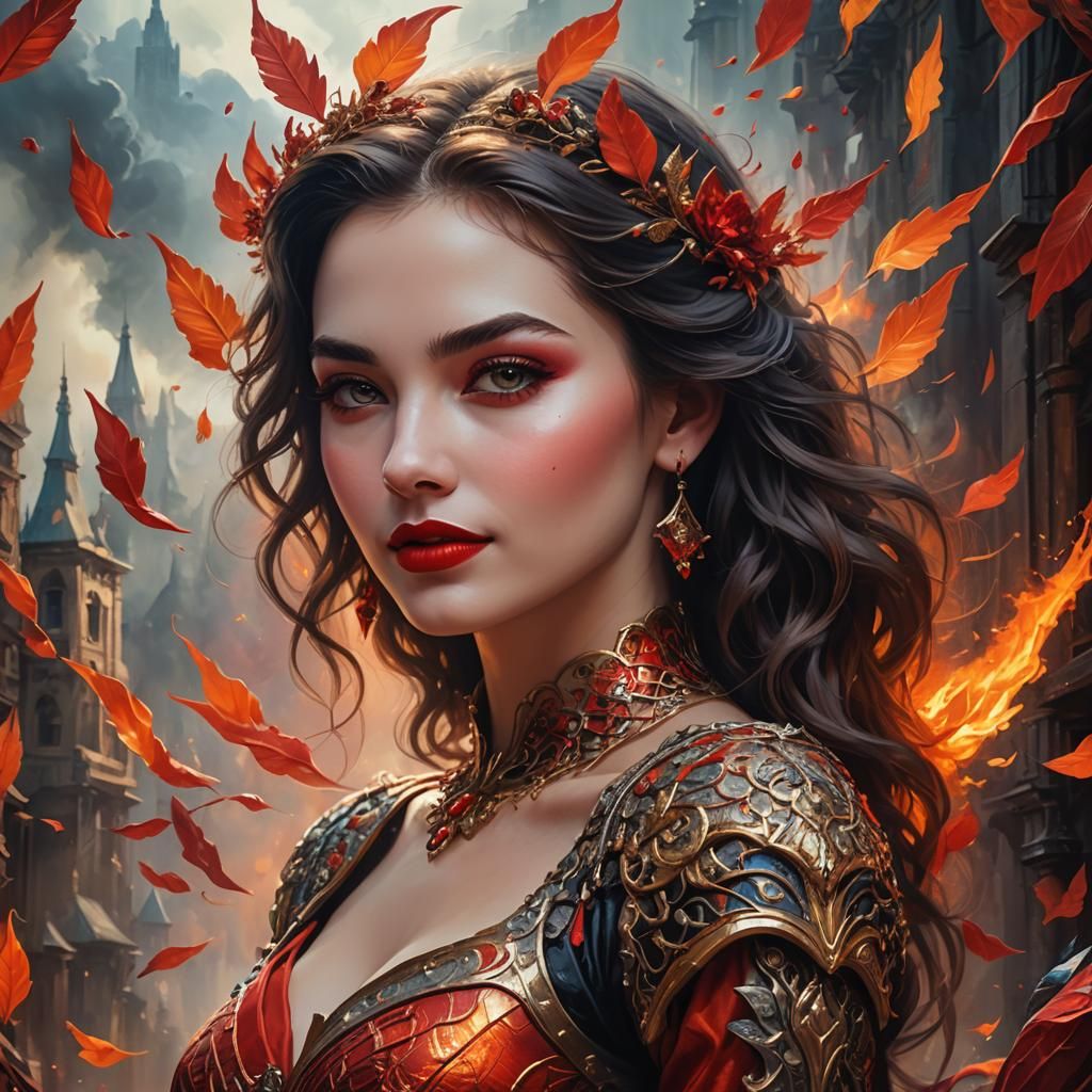 Fantasy Portrait of a Girl with Parrot, Digital Art