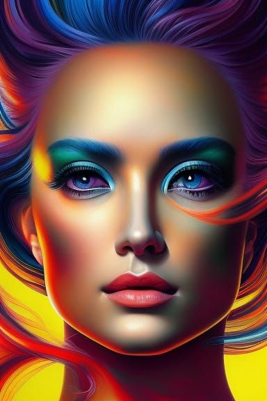 Colorful Ink Splash Portrait in Digital Art Style