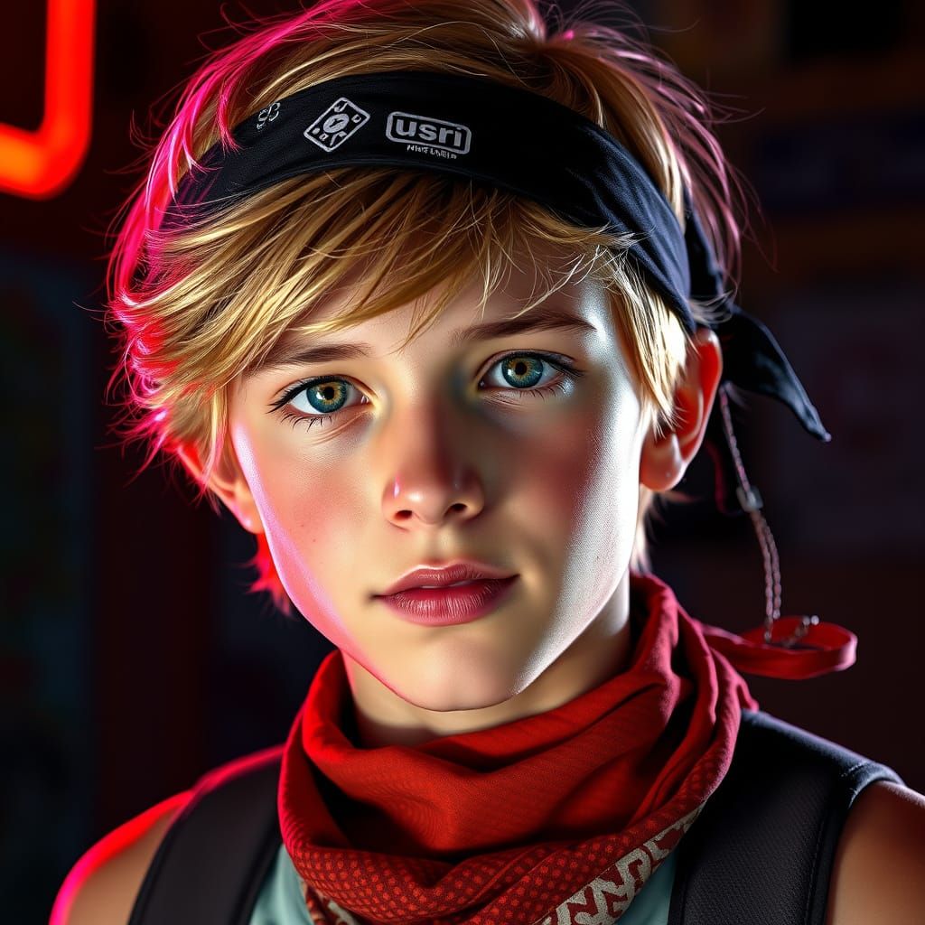 Teenage Boy in Bandana Portrait