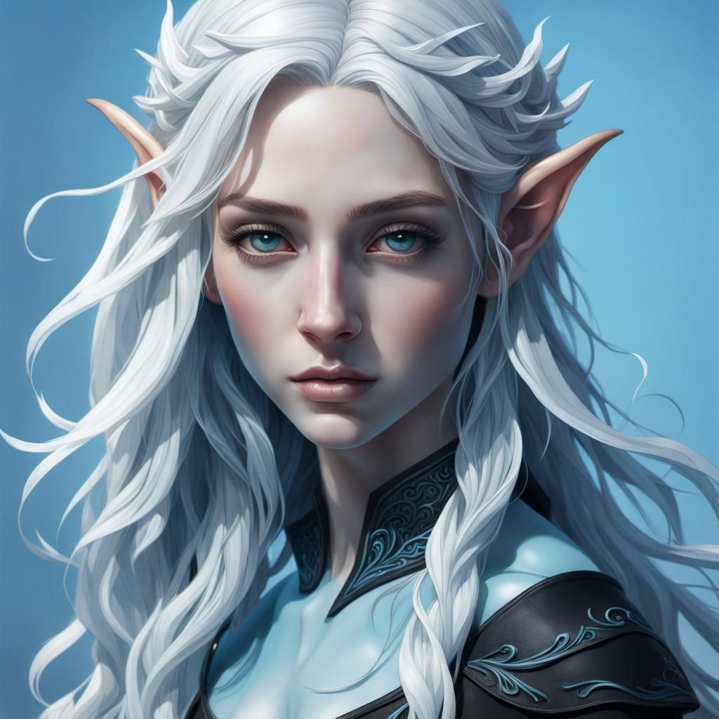 Hyperrealistic Elf Warrior in Side Light