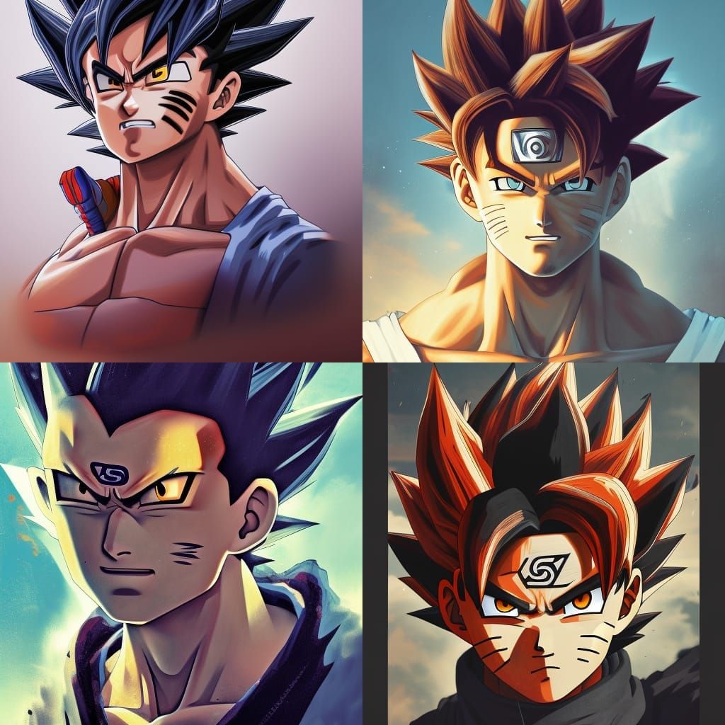 Goku Ruffy Naruto Fusion Portrait, Detailed Concept Art