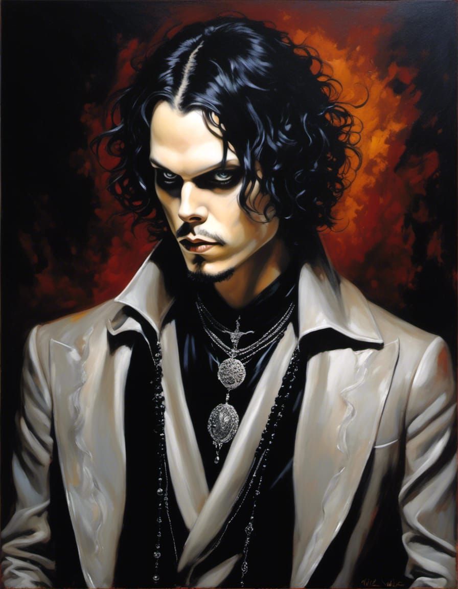 Gothic Portrait of Man with Intense Eyes