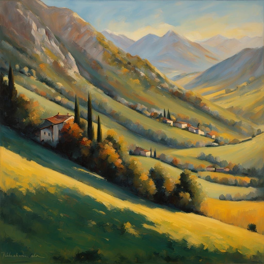 Monti Sabini Mountains in Sunny Italian Renaissance Style