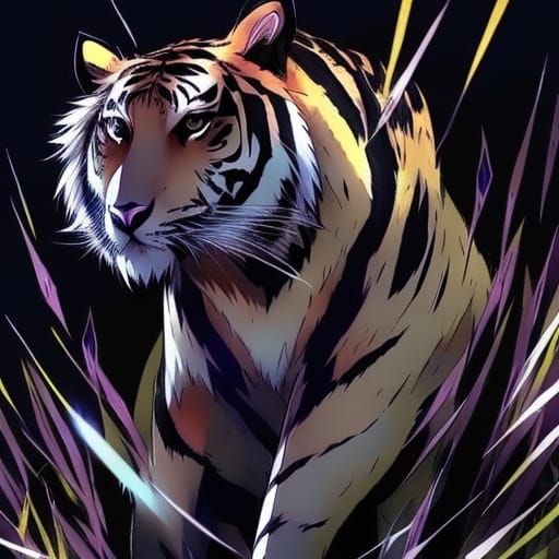 Colorful Anime-Style Tiger Illustration