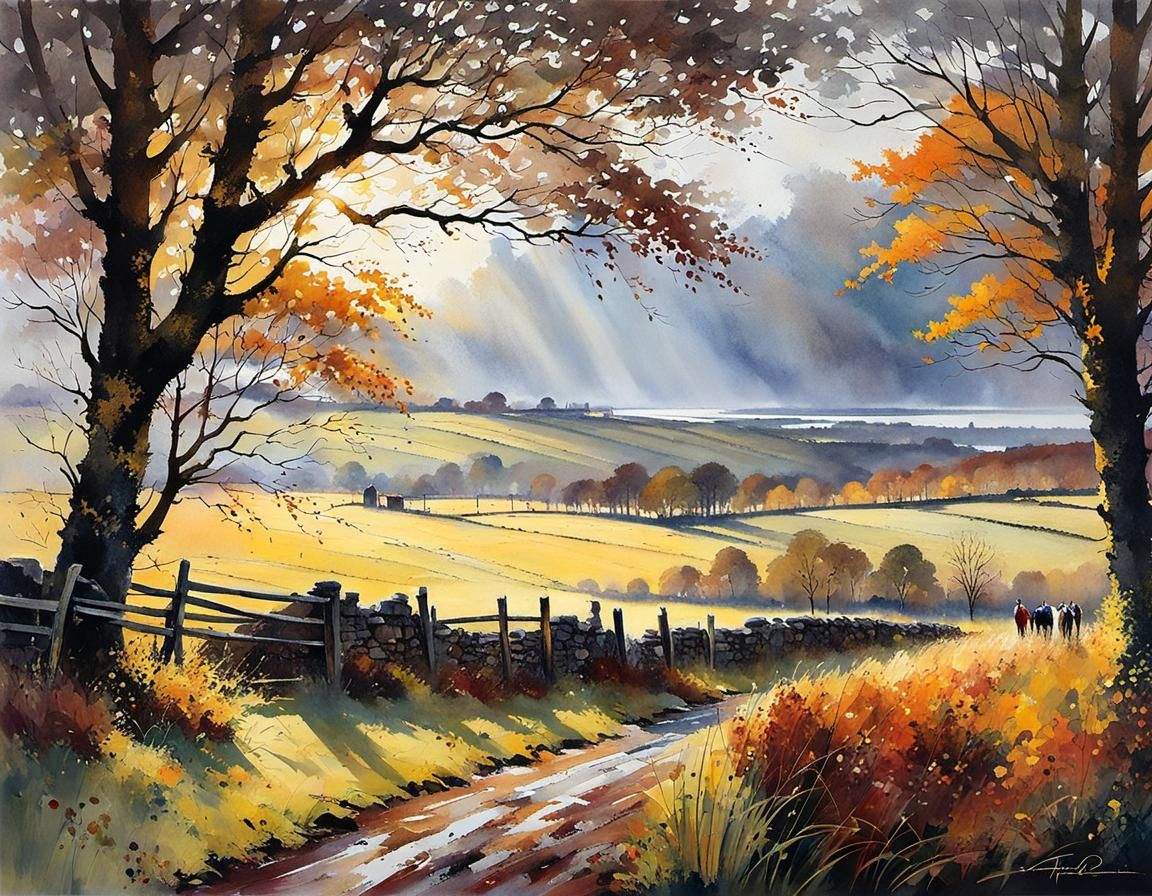 Scottish Autumn Landscape Shines After Rain