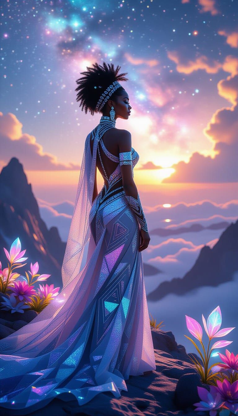 Afrofuturist Woman on Crystalline Planet
