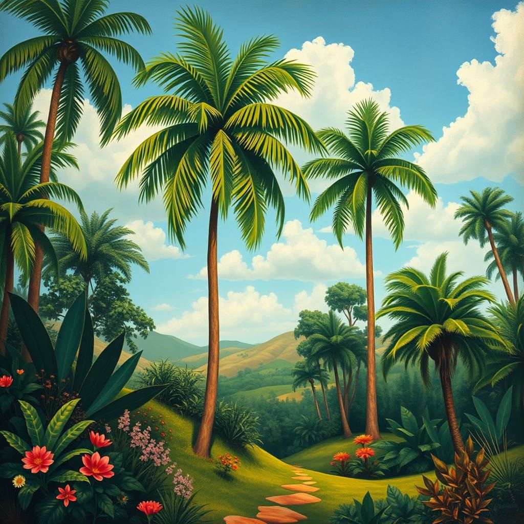 Dreamlike Jungle Scene in Vibrant Colors