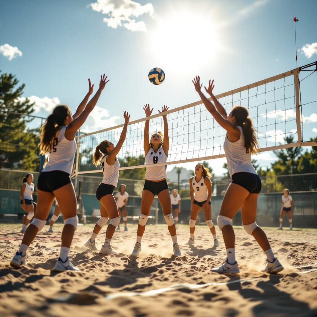 Volleyball Team in Dramatic Cinematic Lighting