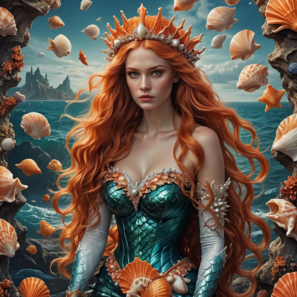 Hyperrealistic Portrait of a Russian Mermaid Superheroine
