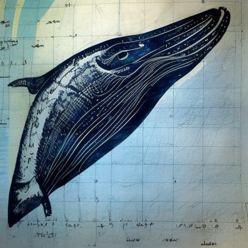 Medieval Whale Submarine Blueprint in Leonardo Style