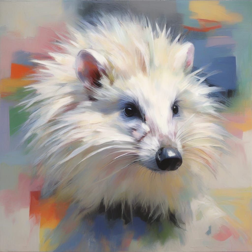 Betelgeuse Hairstyle on White Hedgehog in Surreal Art