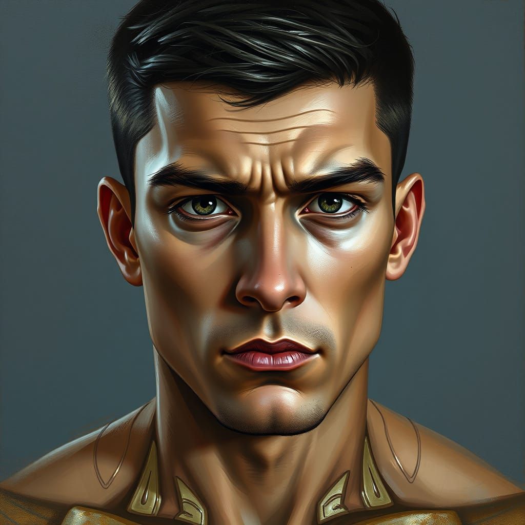 Intense Portrait of a Young Man in Digital Art Style