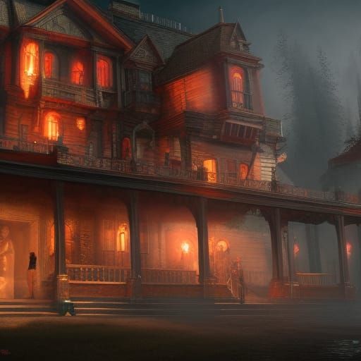 Bloody Mary at Haunted House in Detailed Matte Painting