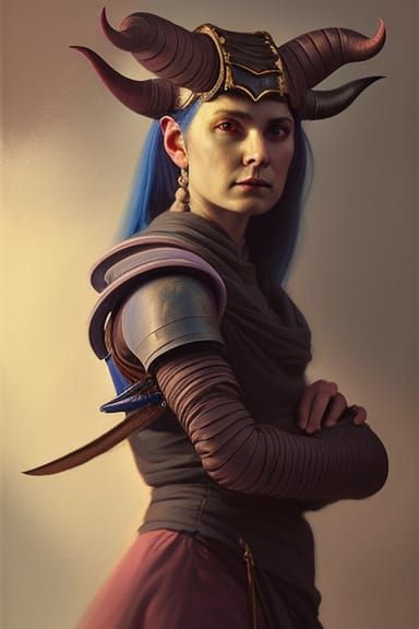 Tiefling Bard Portrait in a Detailed Fantasy Painting