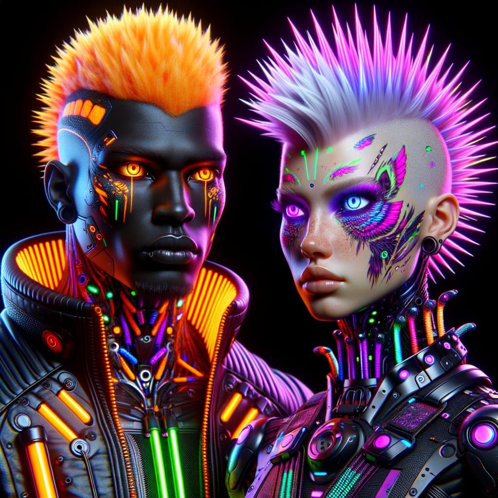 Cyberpunk Heroes with Luminous Tattoos and Liberty Spikes