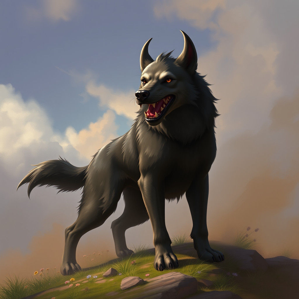 Friendly Hellhound: Mrs. O'Leary Digital Painting