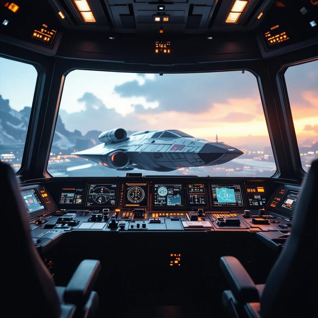 Epic Spaceship Control Room Cinematic Film Still