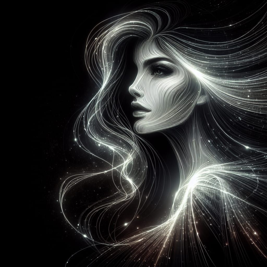 Ethereal Lady of Light Illuminates Infinite Space