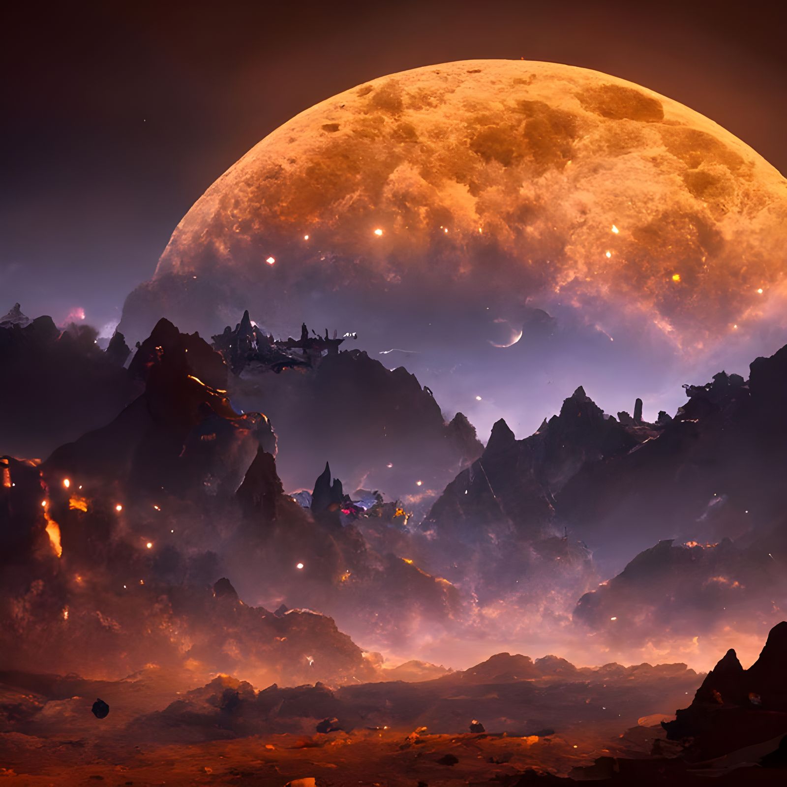 Spectacular Night Sky with Moon and Stars