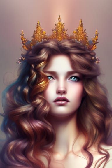 Fairy and Phoenix Portrait in Ethereal Art Style