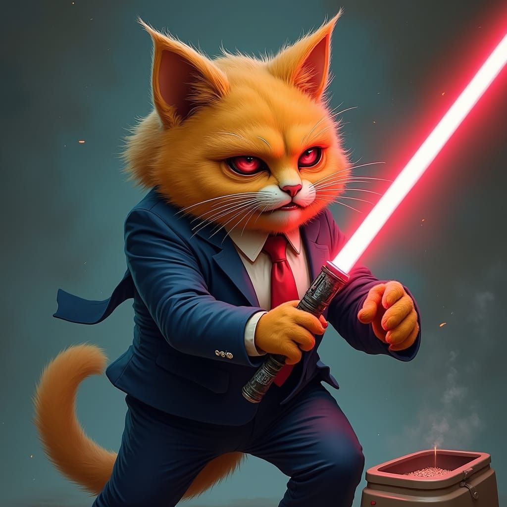 Donald Trump as Cyberpunk Feline