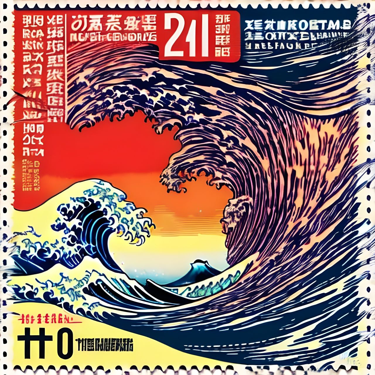 Wave Postage Stamp: Vector Art by Amano & Beeple