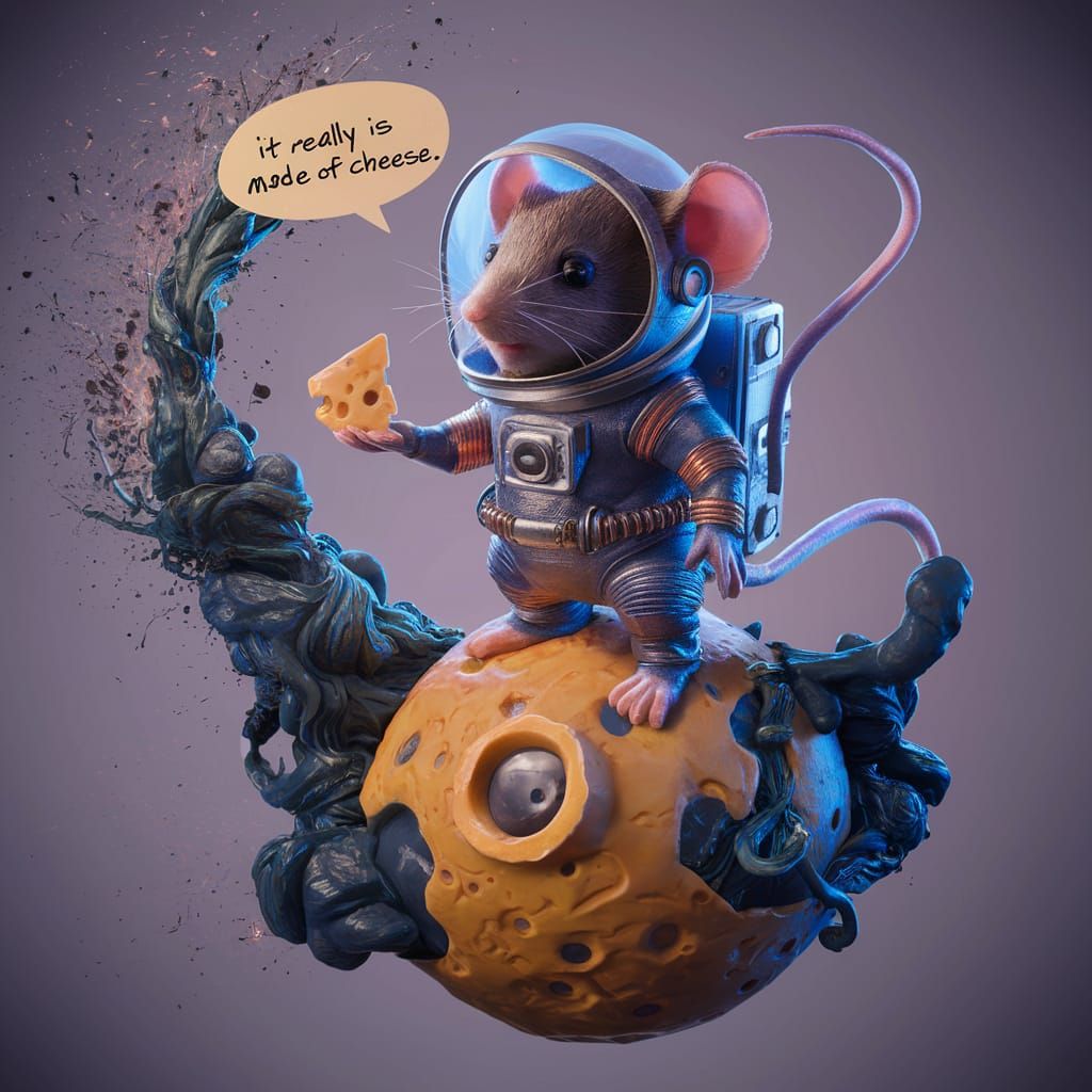 Mouse Astronaut on Cheese Moon Concept Art