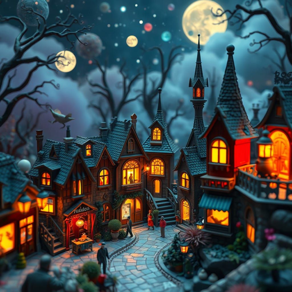 Surreal Cityscape in Vibrant Nostalgic Colors