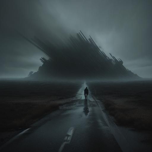 Dystopian Future: Lone Figure in Barren Wasteland