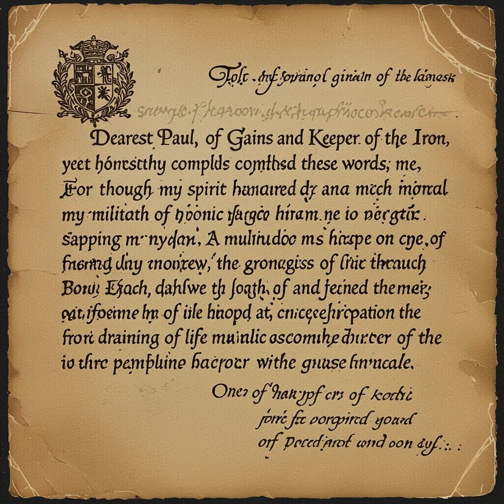 Antique Parchment Letter: A Message of Strength and Brotherh...