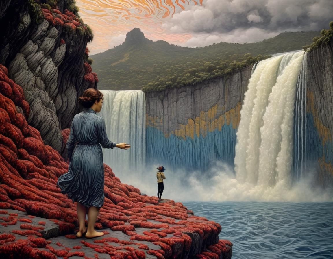 Underwater Waterfall: A Steinlen-esque Emotional Farewell