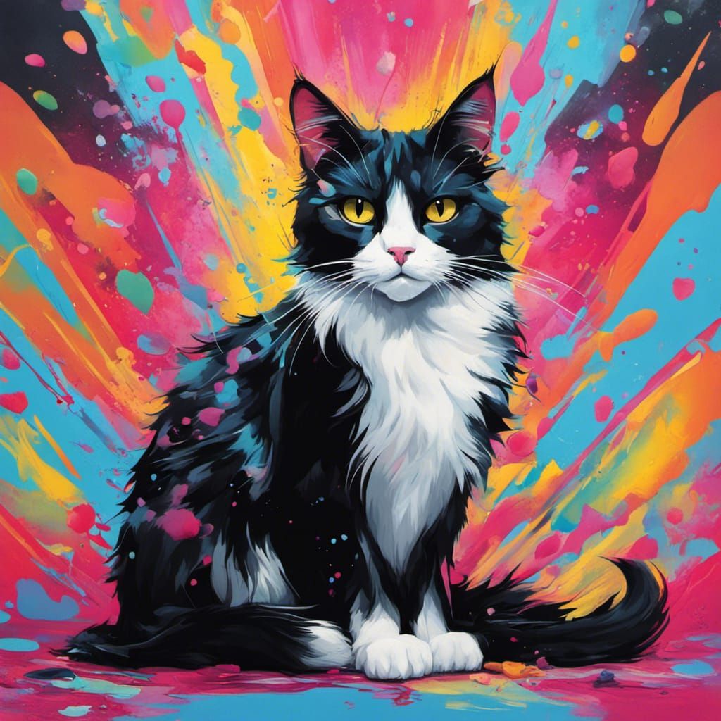 Angel Cat in Heaven: Graffiti Street Art