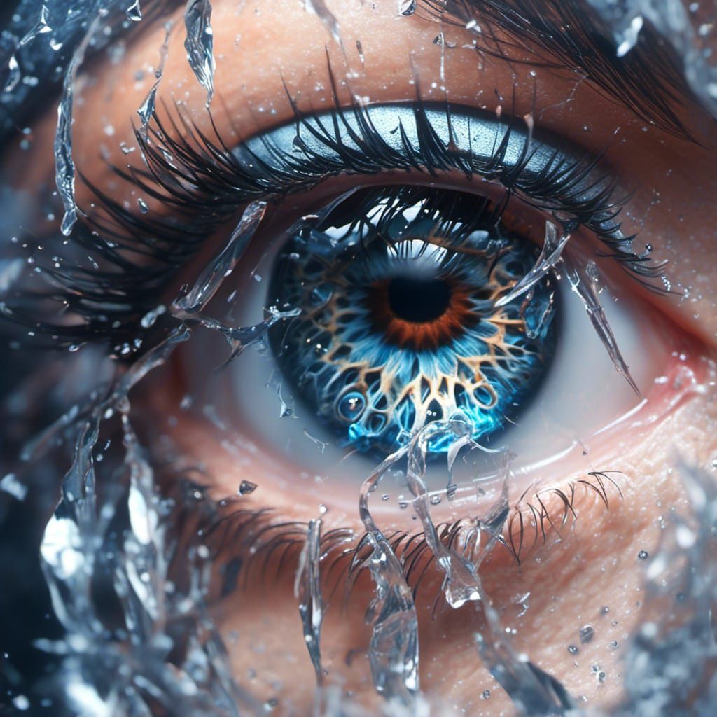 Icy Fantasy World Reflected in Eye