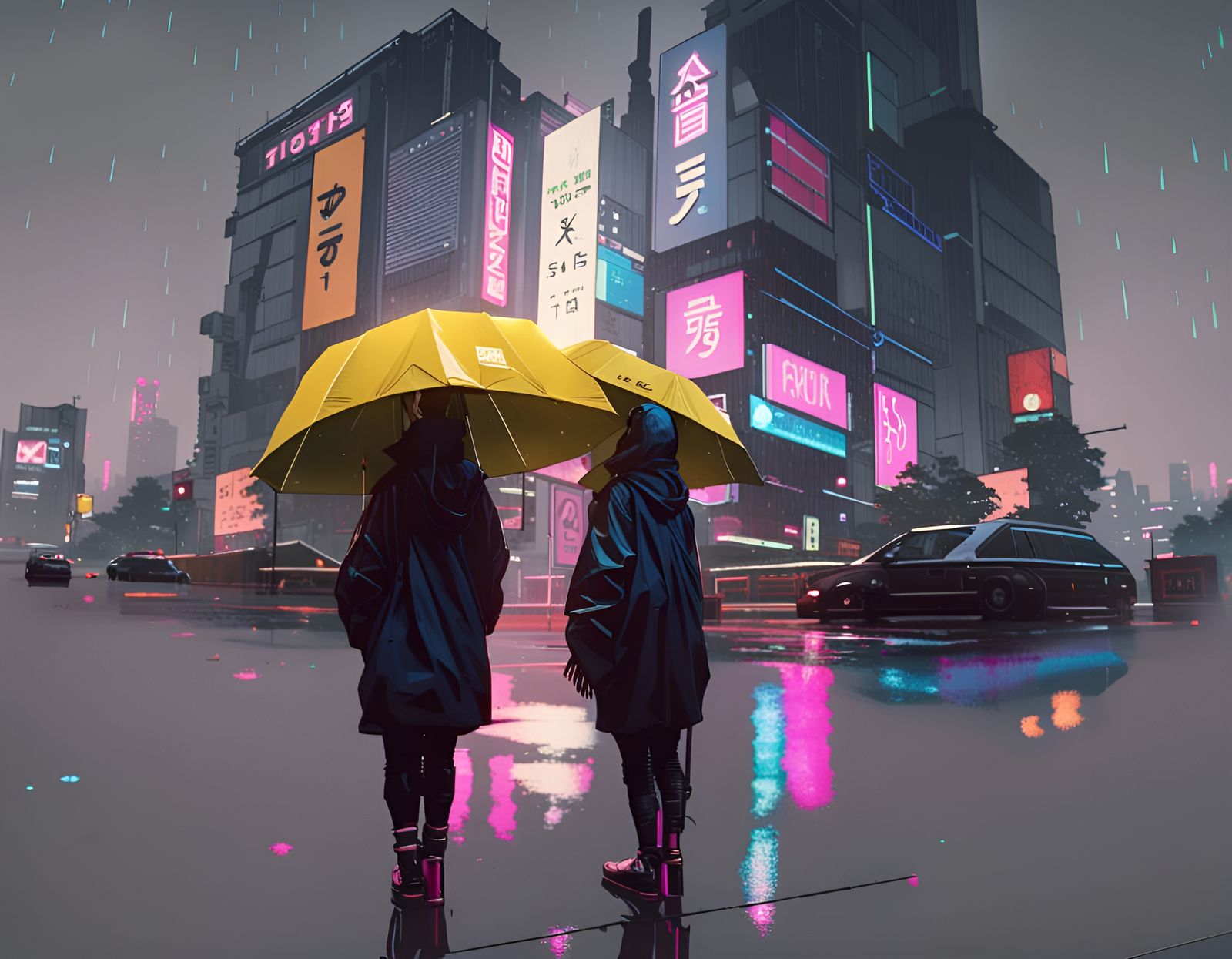 Rainy Tokyo Cyberpunk Night Portrait in 8K