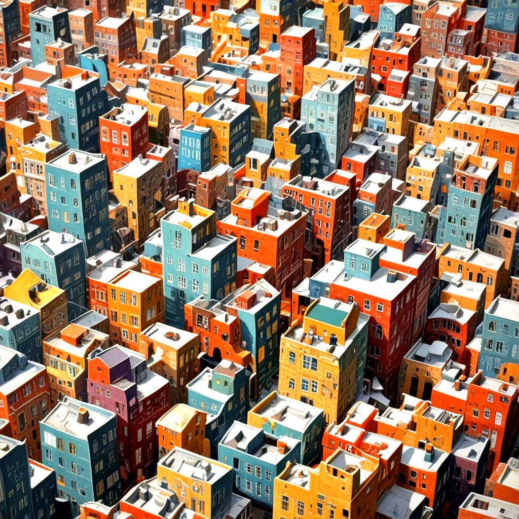 Vibrant Cityscape Collage in Photorealistic Detail