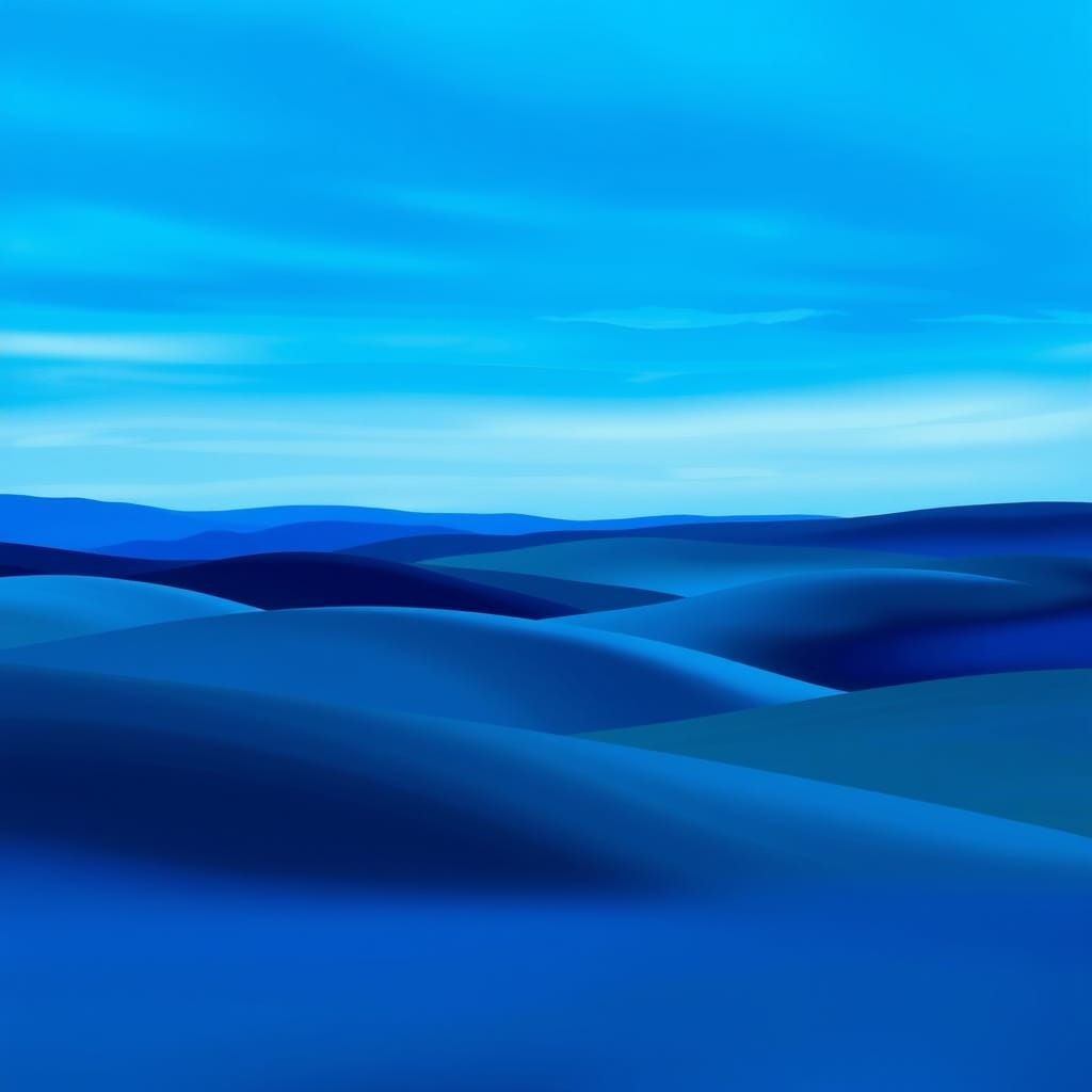 Ethereal Blue Landscape in Impressionist Style