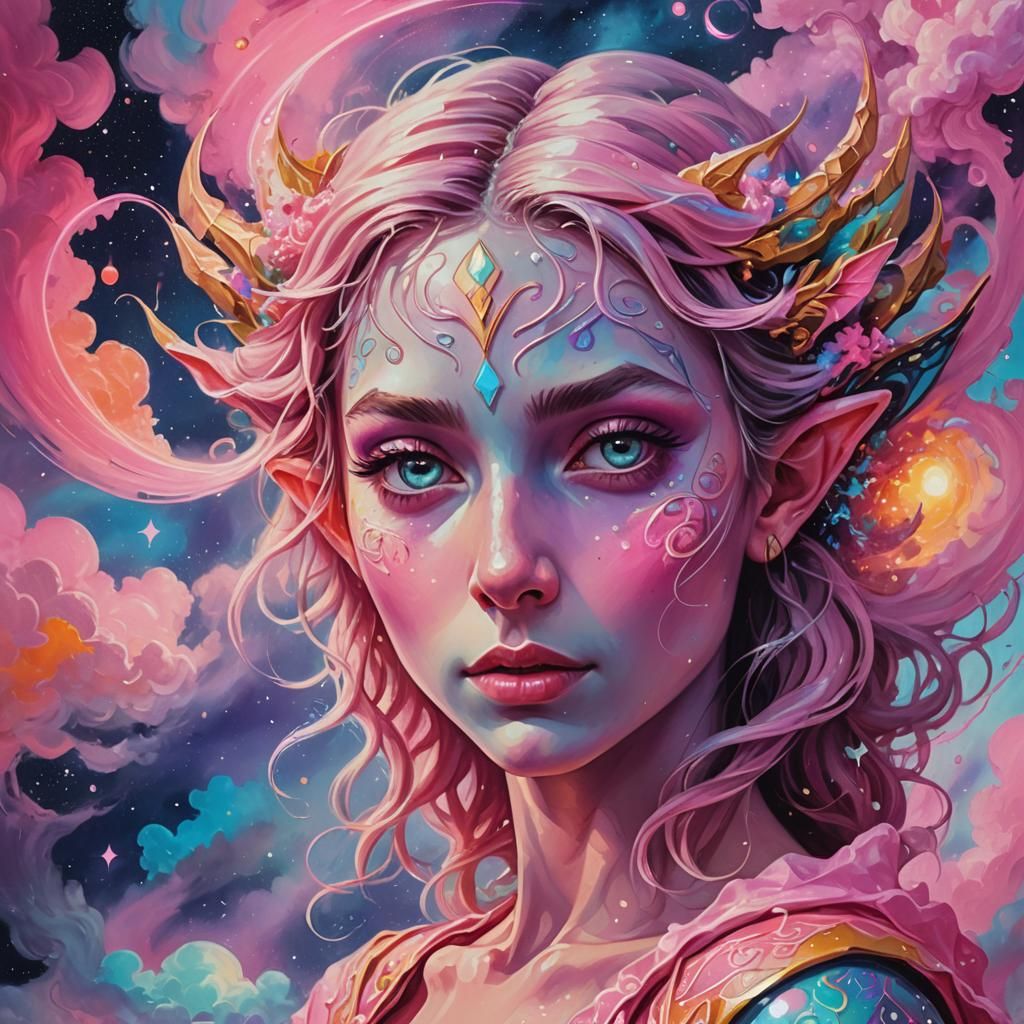 Ethereal Elf Goddess in a Surrealist Universe