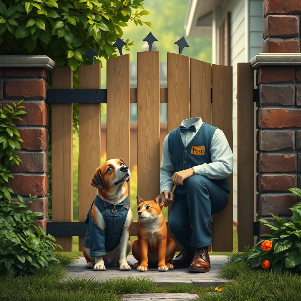 Heartwarming Friendship: Dog and Postman at House Gate