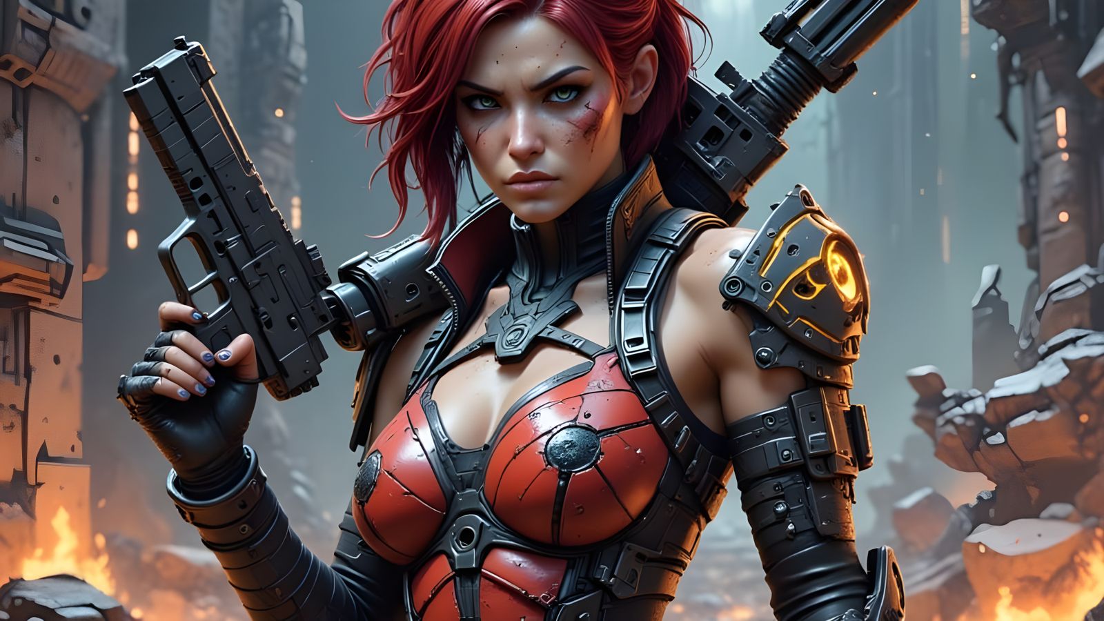 Fierce Warrior Lilith in Cyberpunk Attire