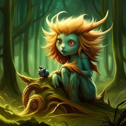 Magical Monster in Enchanted Forest: Fantasy Art