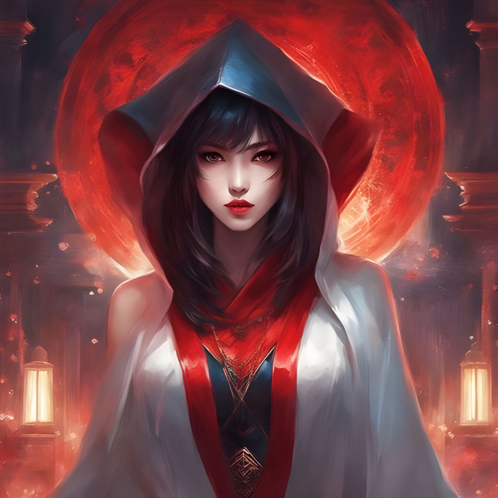 Hooded Woman Dancing in Discotheque, Royo Style