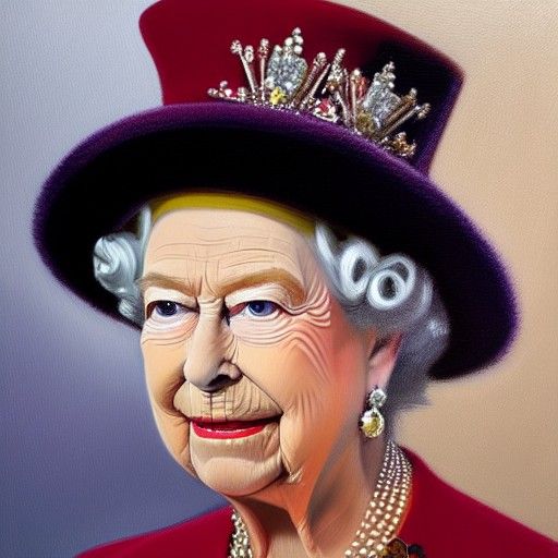 Queen Elizabeth II Portrait in Oil Painting Style