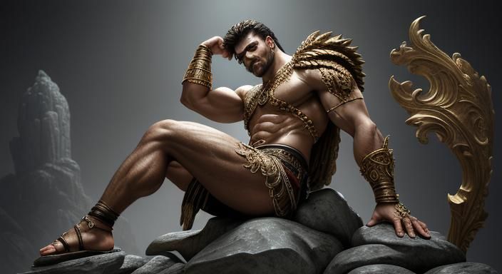 Colossal Roman Bodybuilder in Baroque Fantasy Art