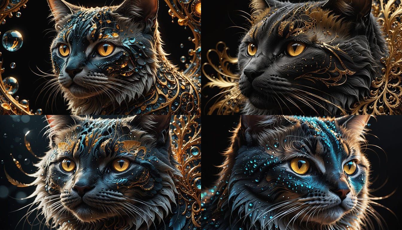 Surreal Drawing of Microscopic Feline Form