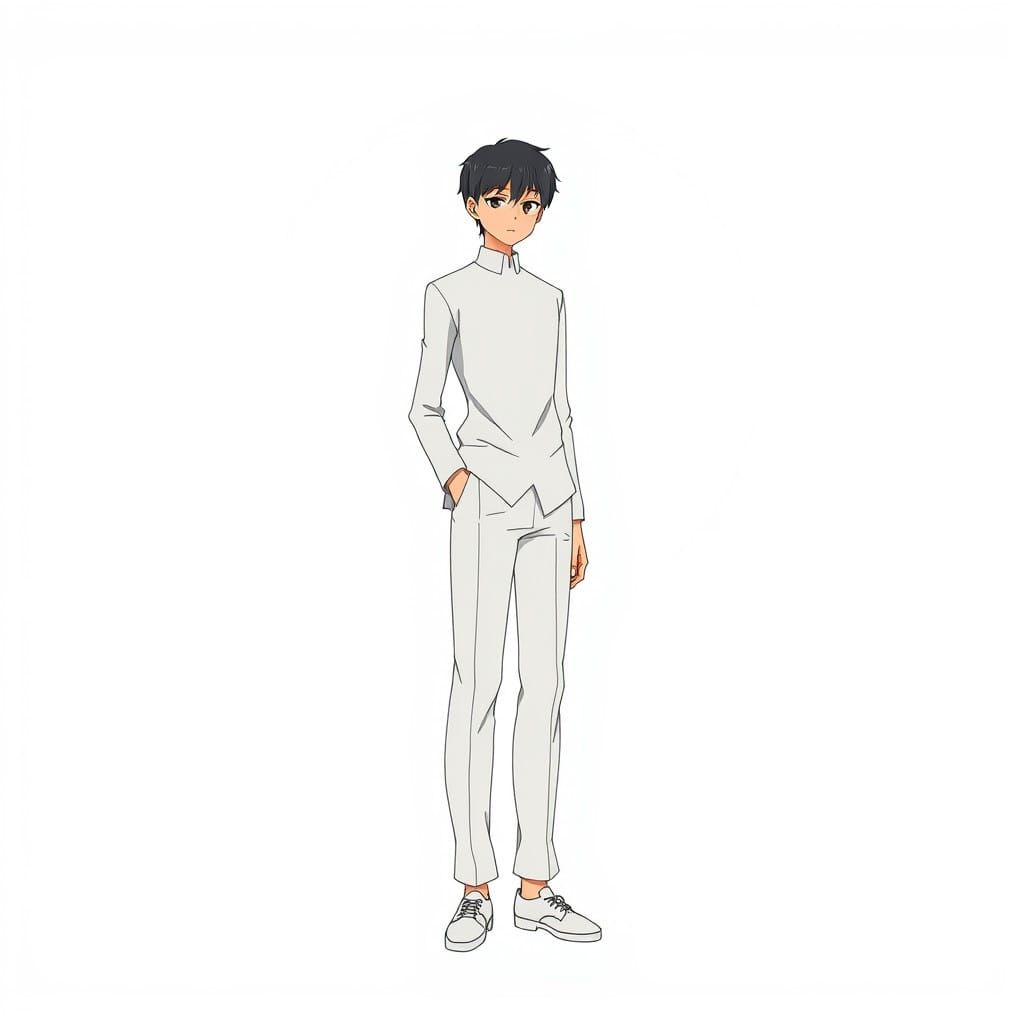 Sleek Modern Anime Character in Minimalist Style
