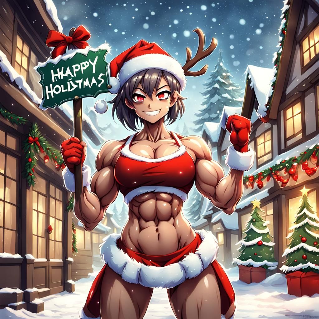 Anime Girl with Holiday Sign