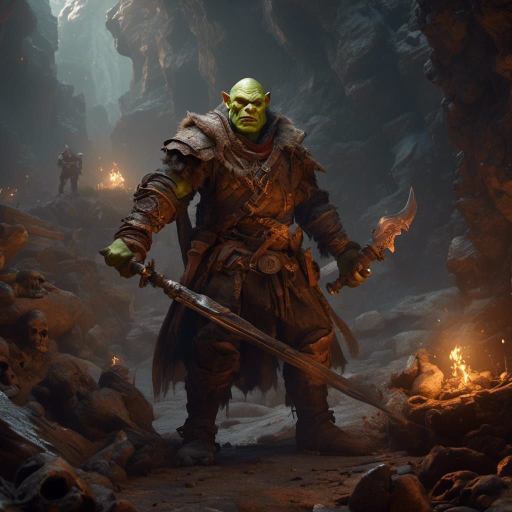 Half-Orc Portrait in the Style of Rembrandt