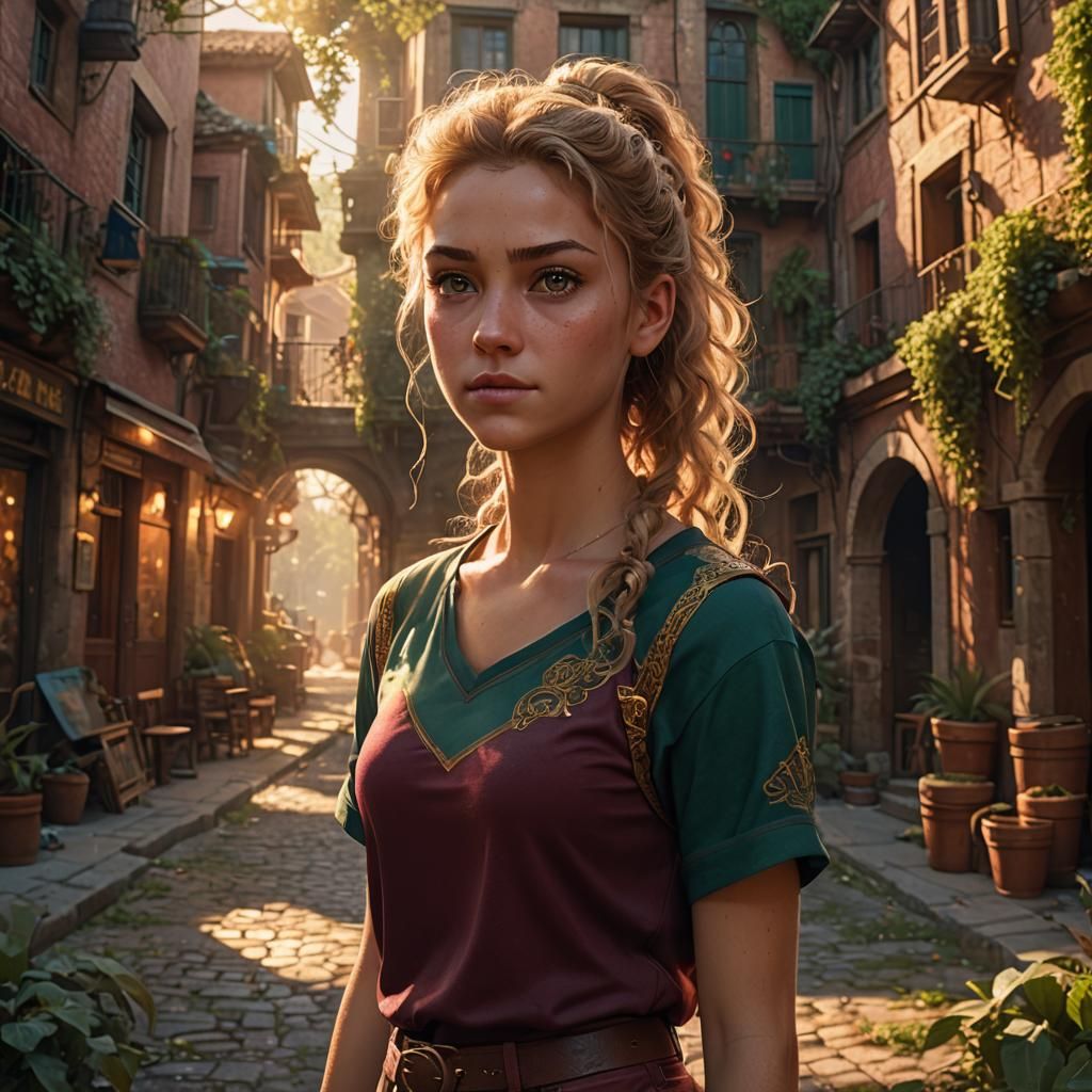 Fantasy Girl with Hazel Eyes in Digital Art