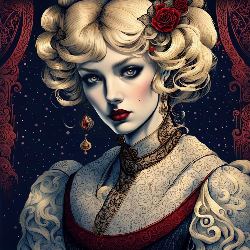Vampiress Cinderella: Dark Whimsical Renaissance Portrait